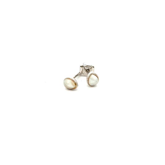 Sterling Silver Pear Cut Freshwater Cultured Pearl Stud Earrings