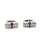 Sterling Silver Princess Cut Ruby T Bar Cufflinks