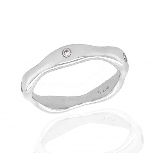 9ct White Gold Diamond Stacking Ring