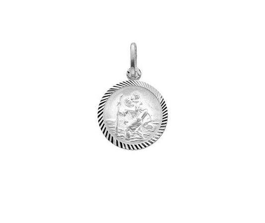 Sterling Silver 13mm St Christopher with Diamond Cut Edge