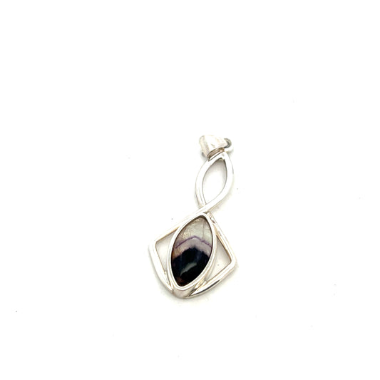 Derbyshire Blue John Sterling Silver Infinity Shaped Pendant