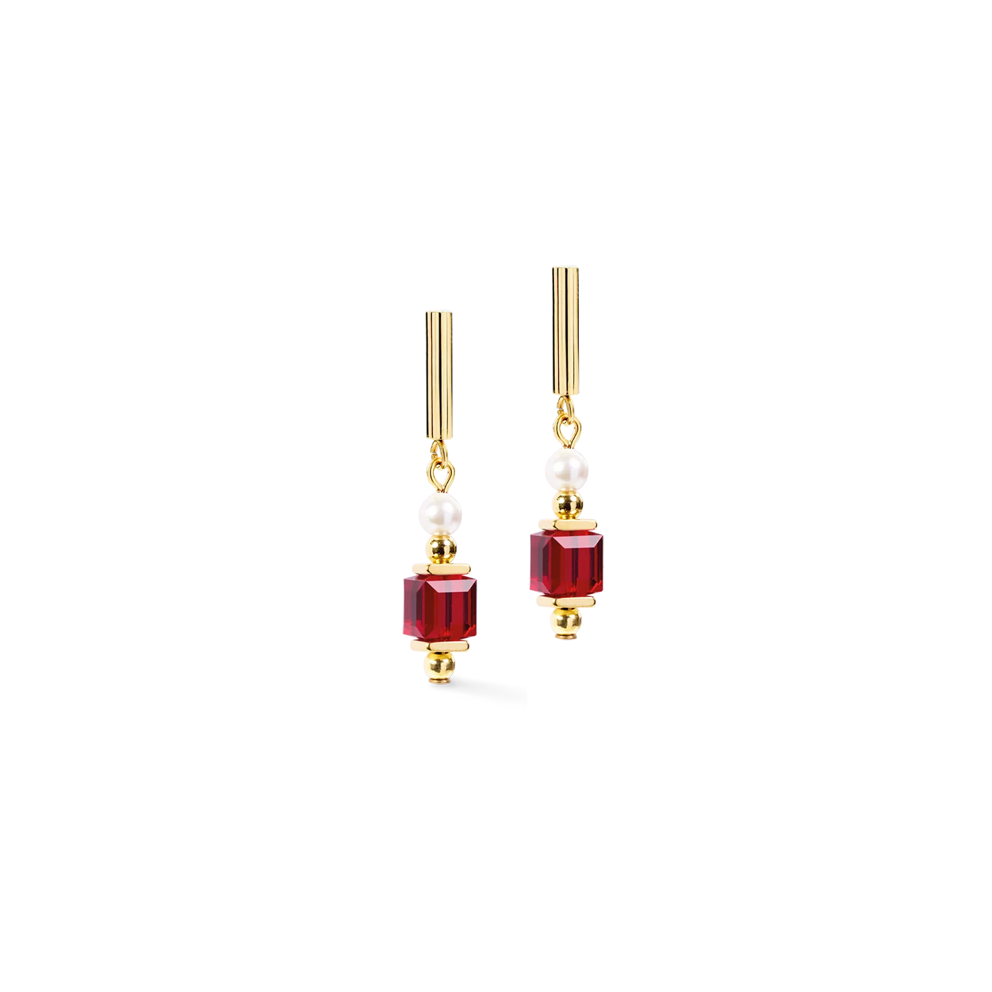 Coeur De Lion Cocktail Pearls Stud Earrings Ruby