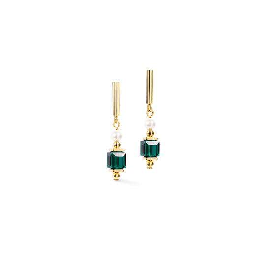 Coeur De Lion Cocktail Pearls Stud Earrings Emerald