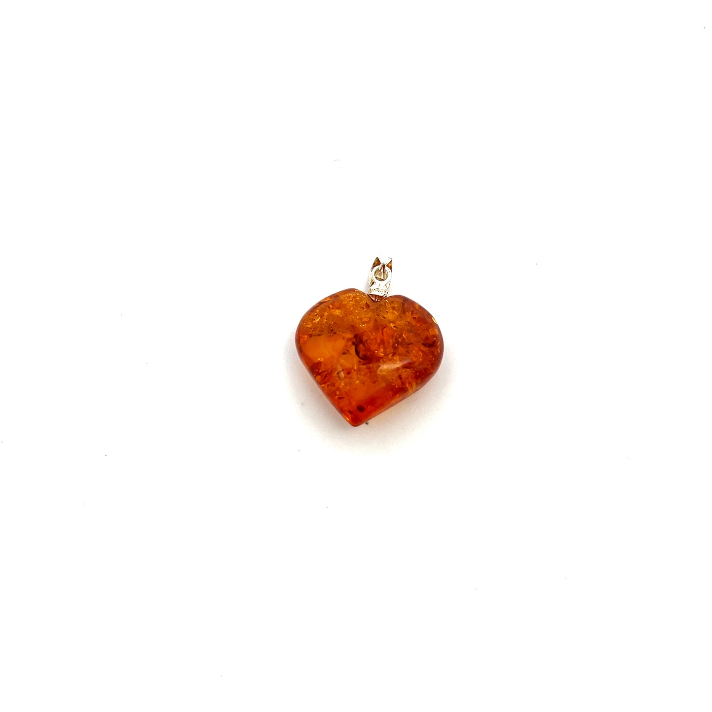 Sterling Silver Amber Heart Pendant