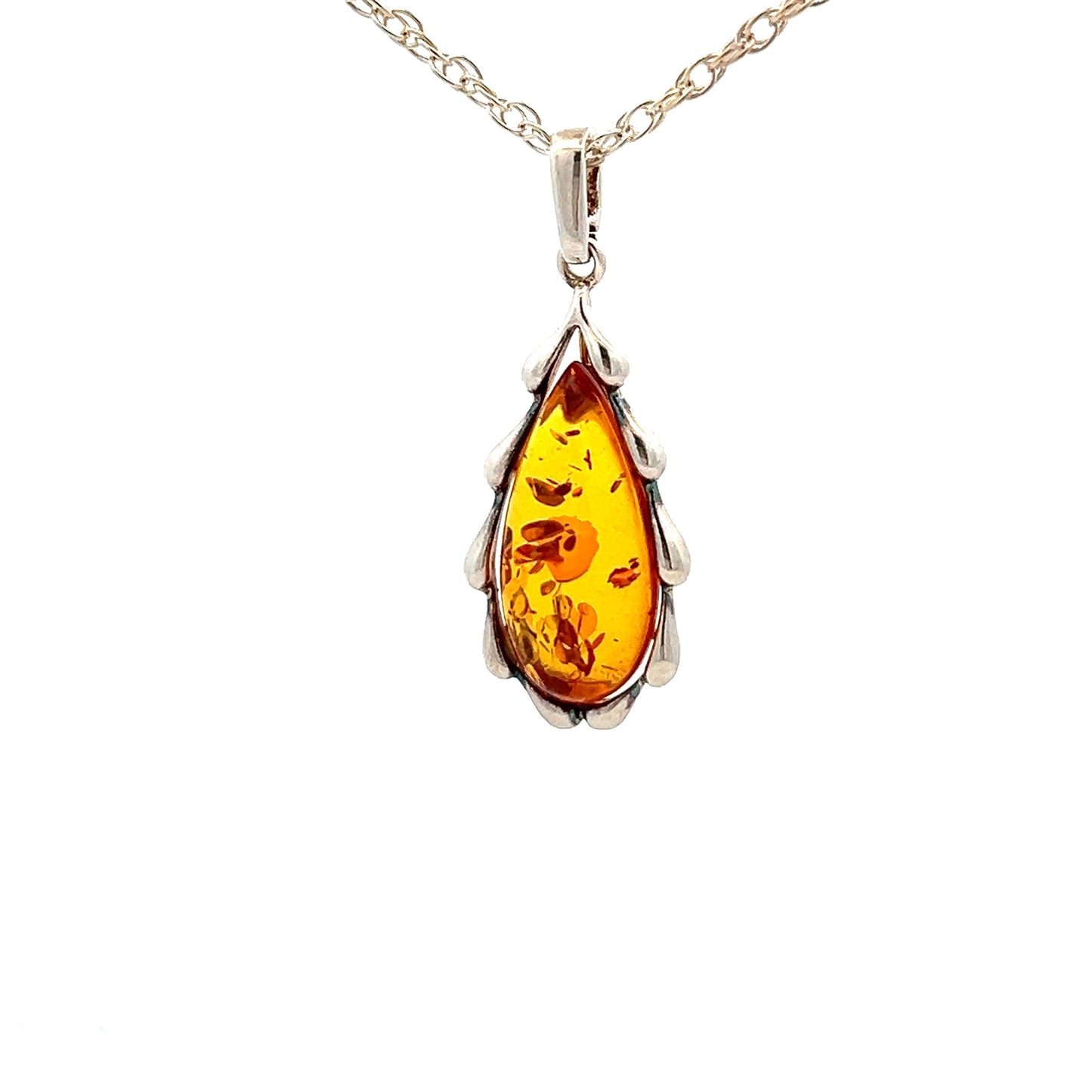 Sterling Silver Amber Pendant