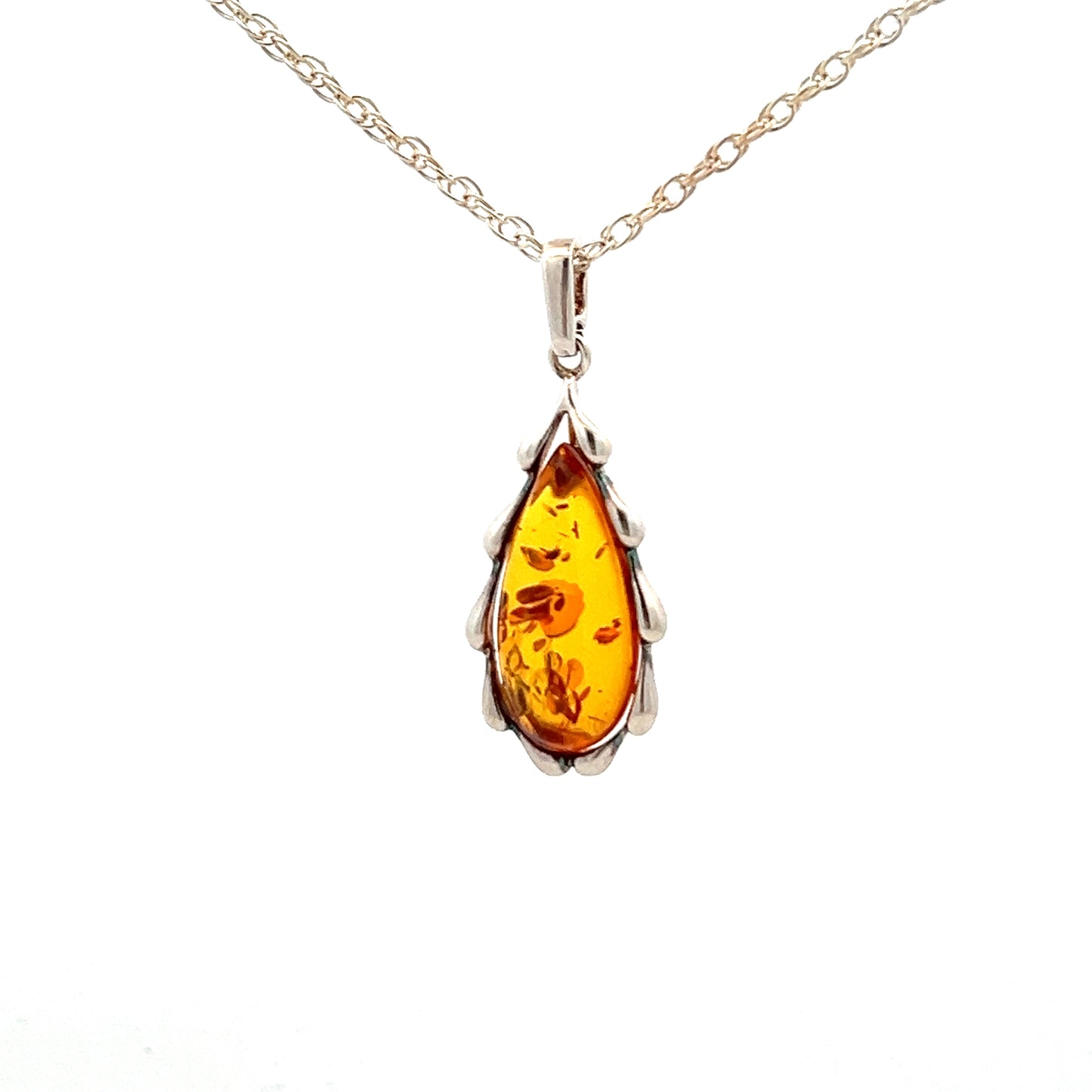 Sterling Silver Amber Pendant