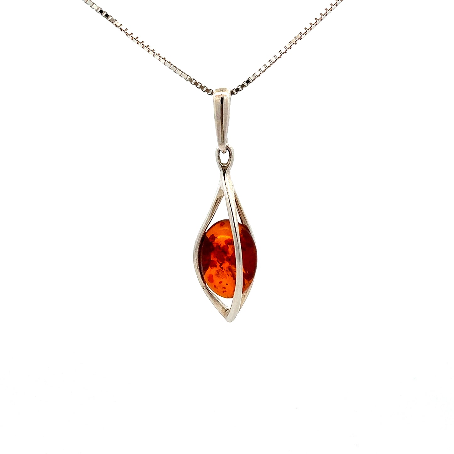 Sterling Silver Amber Teardrop Pendant