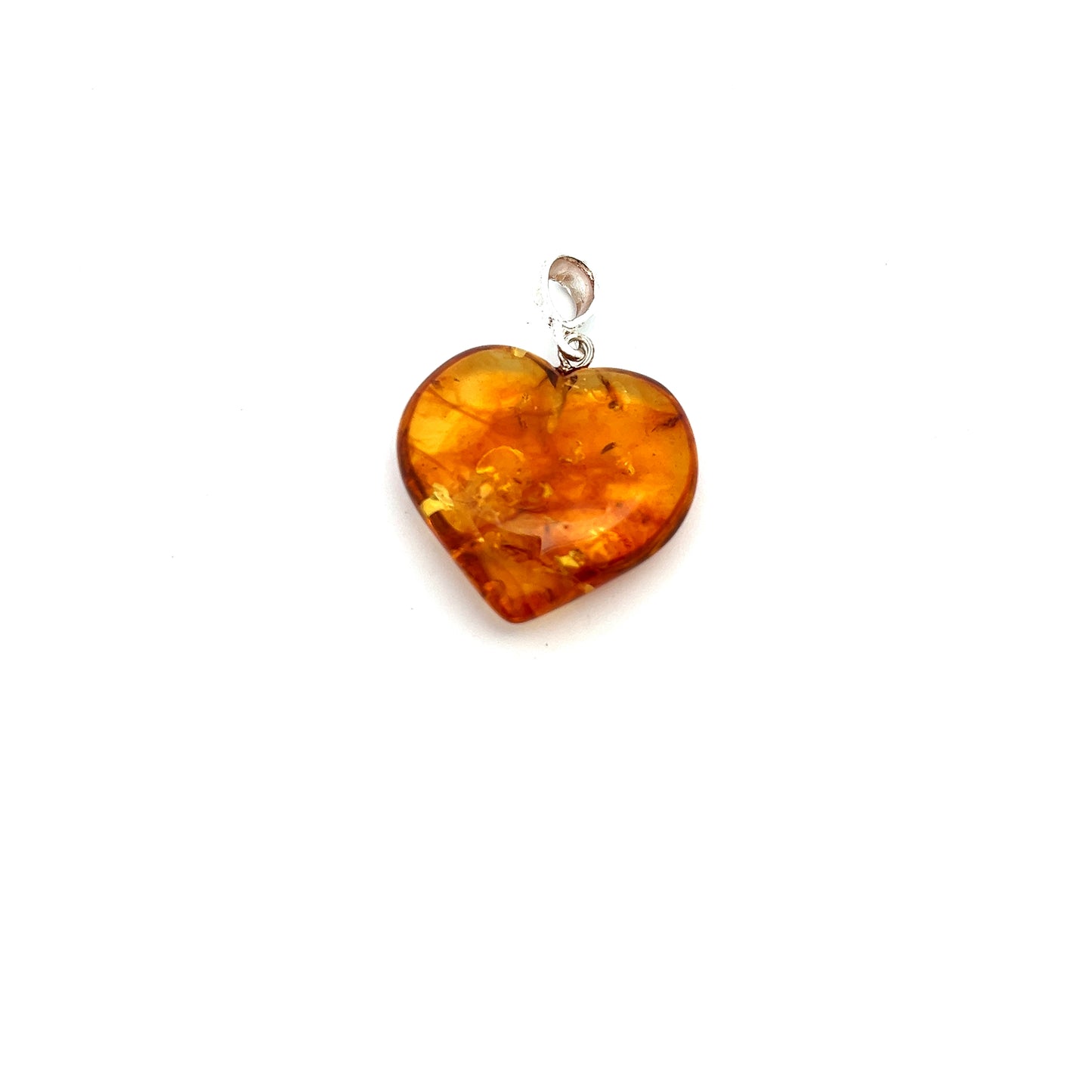 Sterling Silver Amber Heart Pendant