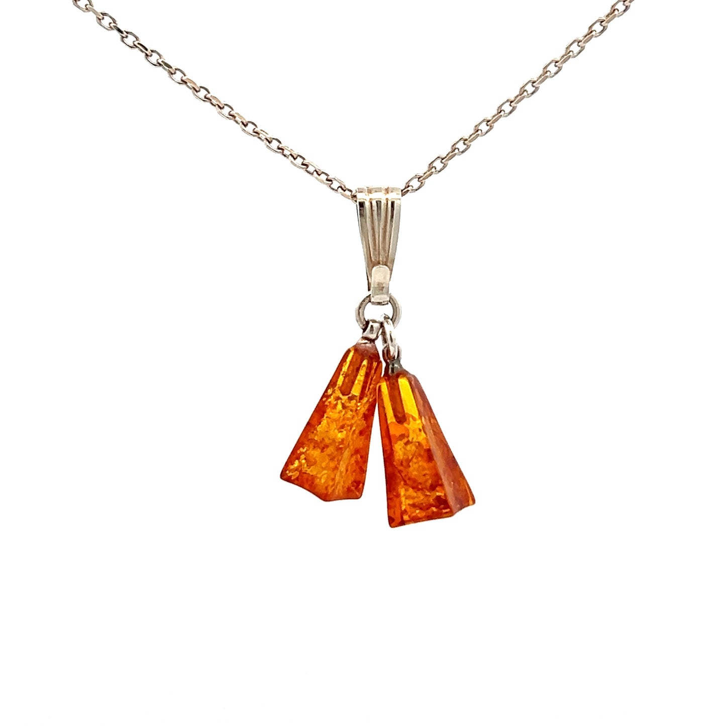 Sterling Silver Amber Drops Pendant