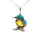 Sterling Silver Amber And Turquoise Silver Kingfisher Necklace