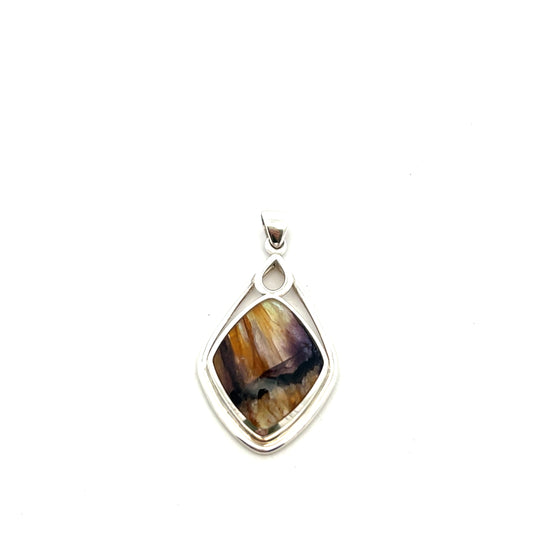 Derbyshire Blue John Sterling Silver Unique Diamond Shaped Pendant