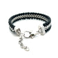 Unique & Co Three Row Onyx Bead and Stainless Steel Chain Weave Bracelet 21cm