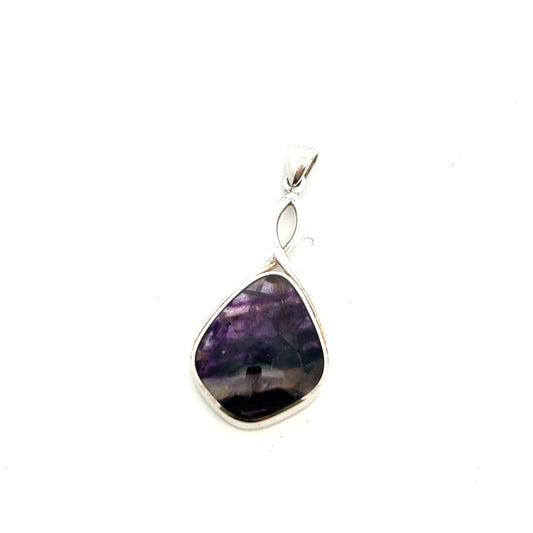 Derbyshire Blue John Sterling Silver Crossover Unique Pendant