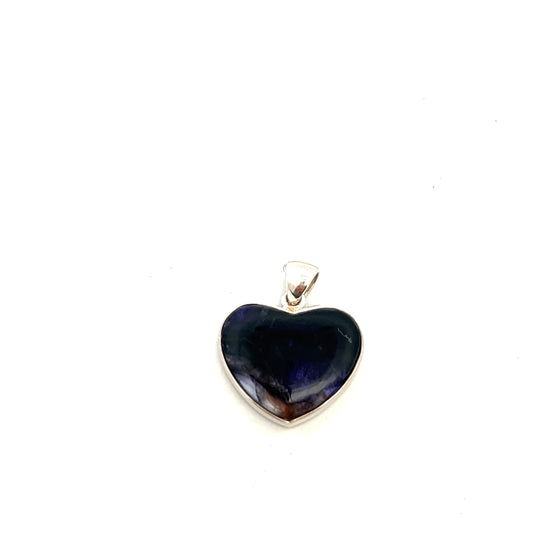 Derbyshire Blue John Sterling Silver Unique Heart Shaped Pendant