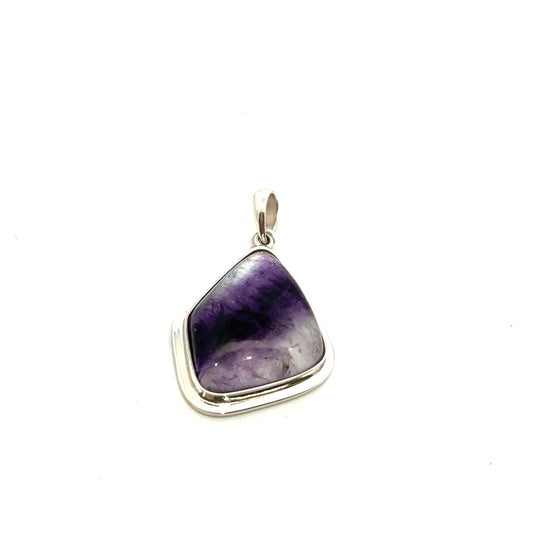 Derbyshire Blue John Sterling Silver Unique Shaped Large Pendant