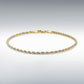 9ct Yellow Gold and White Gold 40 Hollow Rope Chain Bracelet 19cm, 7.5"