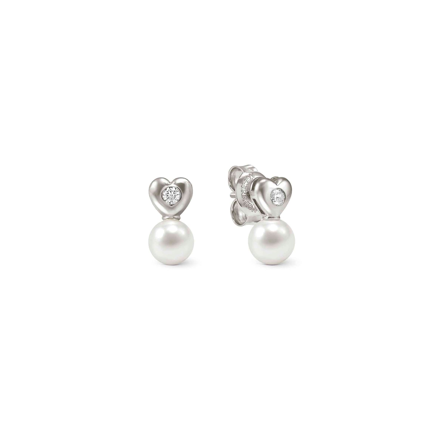 Nomination Pearls Loop Sterling Silver Heart Cubic Zirconia Stud Earrings 242903/004