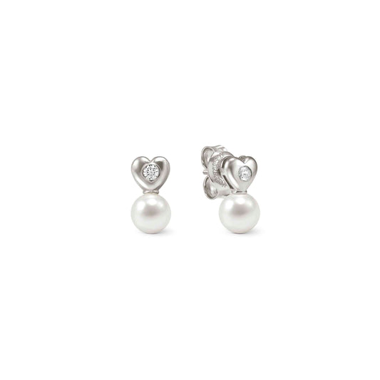 Nomination Pearls Loop Sterling Silver Heart Cubic Zirconia Stud Earrings 242903/004