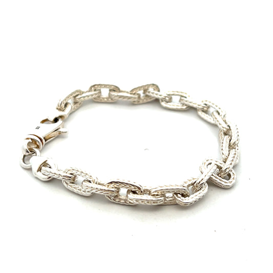 Sterling Silver Solid Oval Rope Bracelet 7.5"