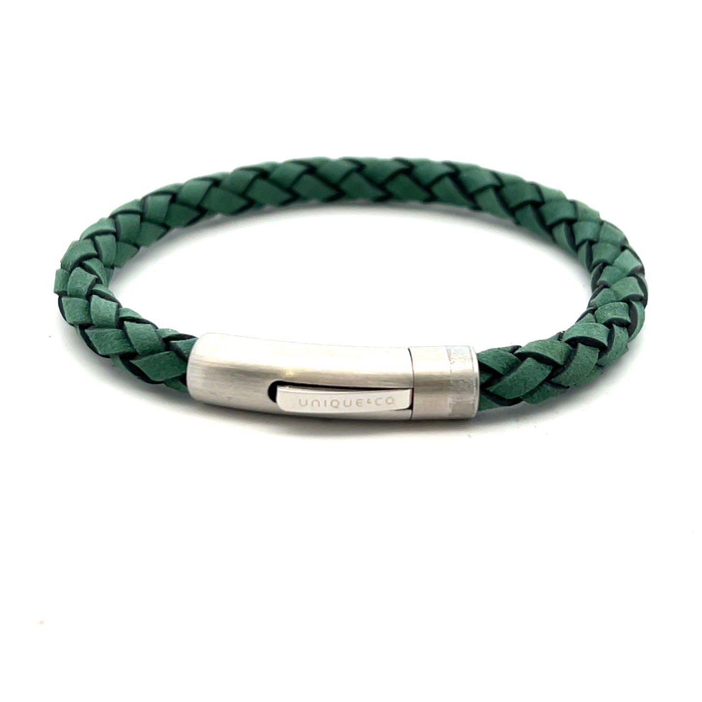 Unique & Co Stainless Steel Green Suede Leather  Bracelet 19cm