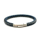 Unique & Co Navy Blue and Black Leather Stainless Steel Bracelet 21cm