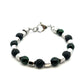 Unique & Co Stainless Steel Lava And Green Tigers Eye Bead Bracelet 19cm