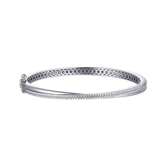 Sterling Silver Cubic Zirconia Crossover Bangle