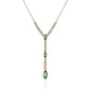 9ct Yellow Gold Diamond and Marquise Cut Emerald Y Necklace