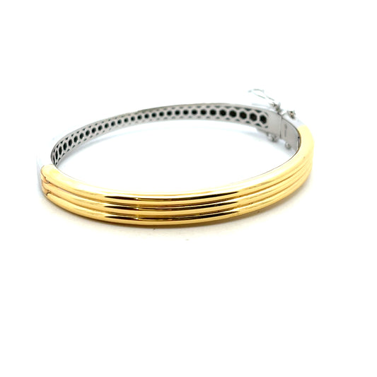 Sterling Silver and Yellow Gold Plated Three Strand Hinged Bangle