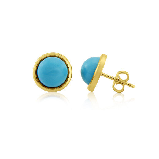 9ct Yellow Gold Turquoise Stud Earrings