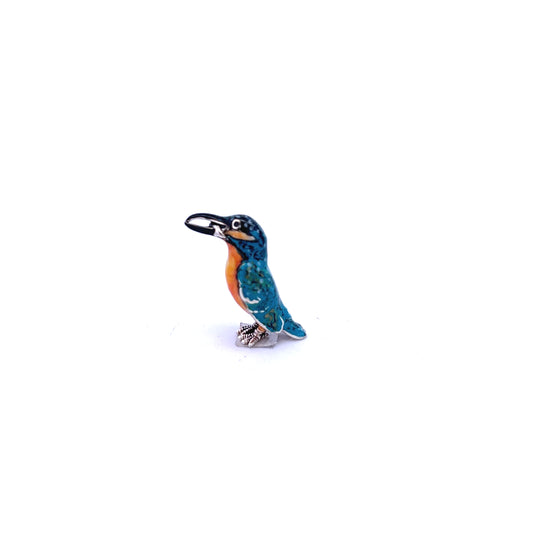 Sterling Silver Enamel Mini Kingfisher Figurine
