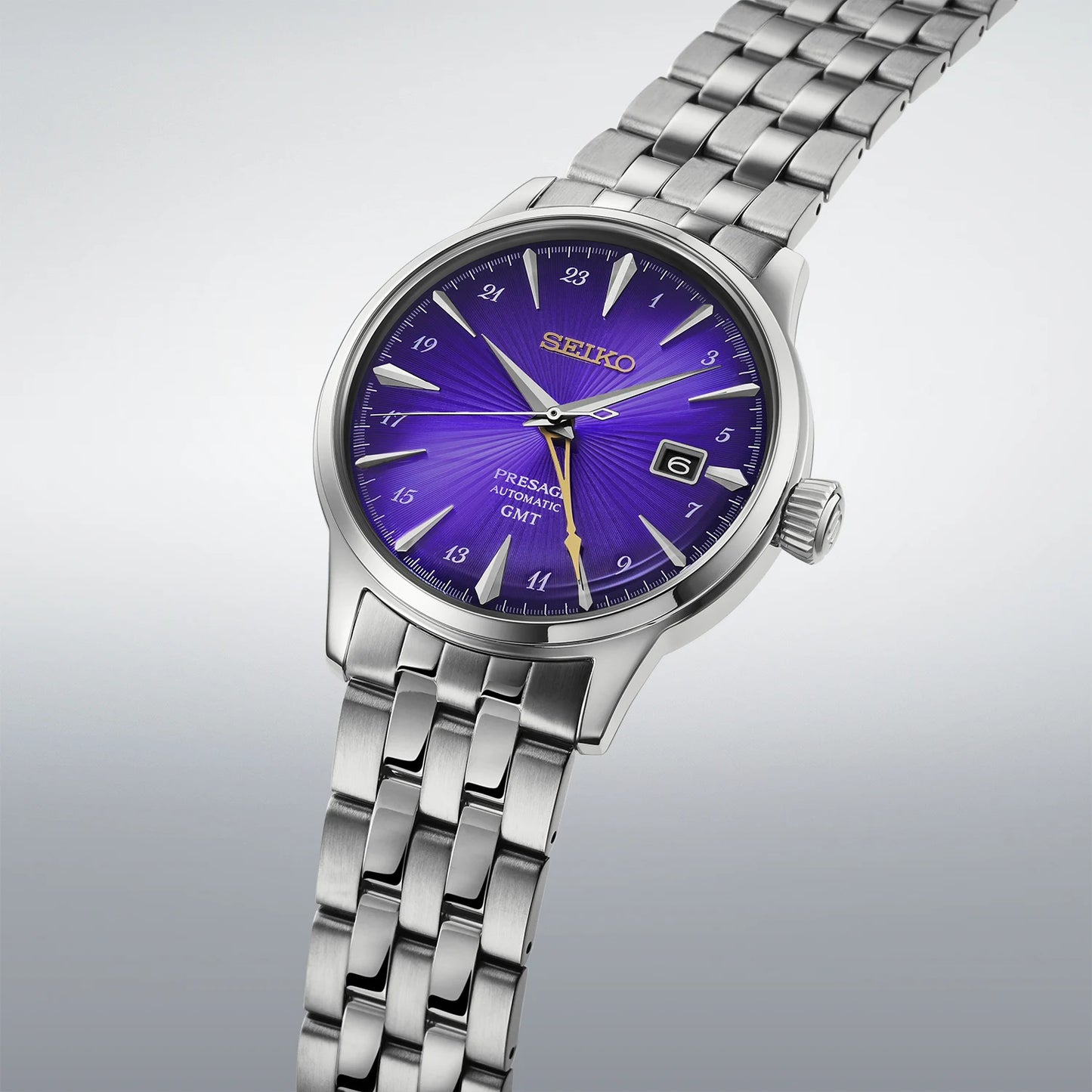 Seiko 145th Anniversary Presage Cocktail Time GMT Limited Edition Watch in Edo Purple HCB006J1