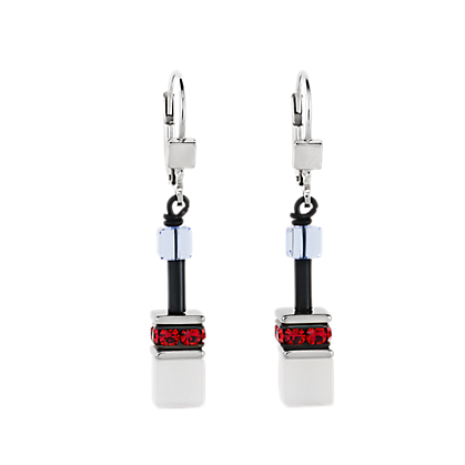 Coeur De Lion Red, White & Navy Crystal Drop Earrings