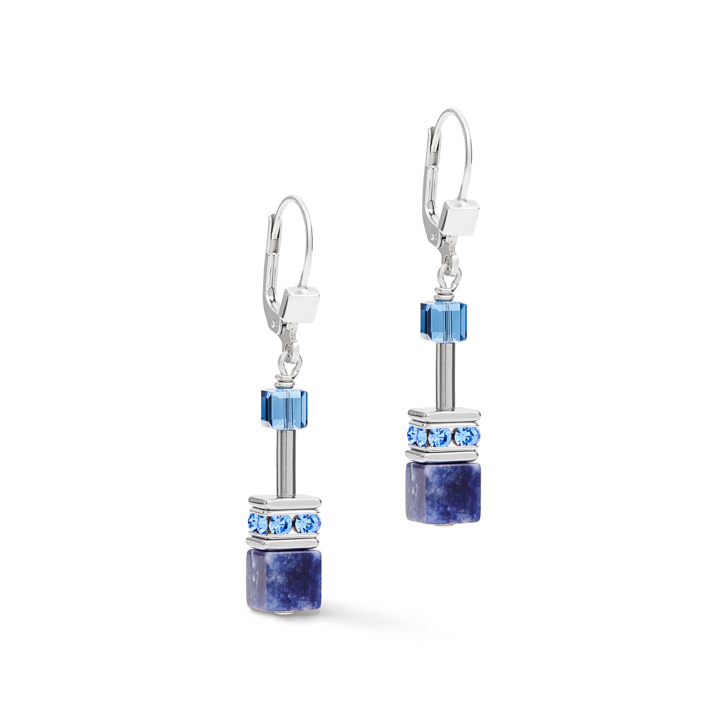 Coeur De Lion Blue Cube And Crystal Drop Earrings