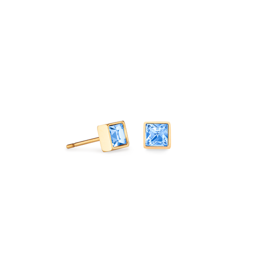 Coeur De Lion Square Pale Blue Crystal Stud Earrings