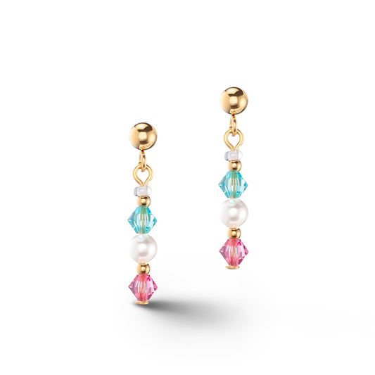Coeur De Lion Multicolour Spring Pastel Pink Blue Crystal Drop Earrings