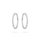 Sterling Silver 30mm Huggy Cubic Zirconia Hoop Earrings