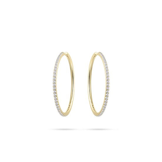 Yellow Gold Plated 40mm Huggy Cubic Zirconia Hoop Earrings