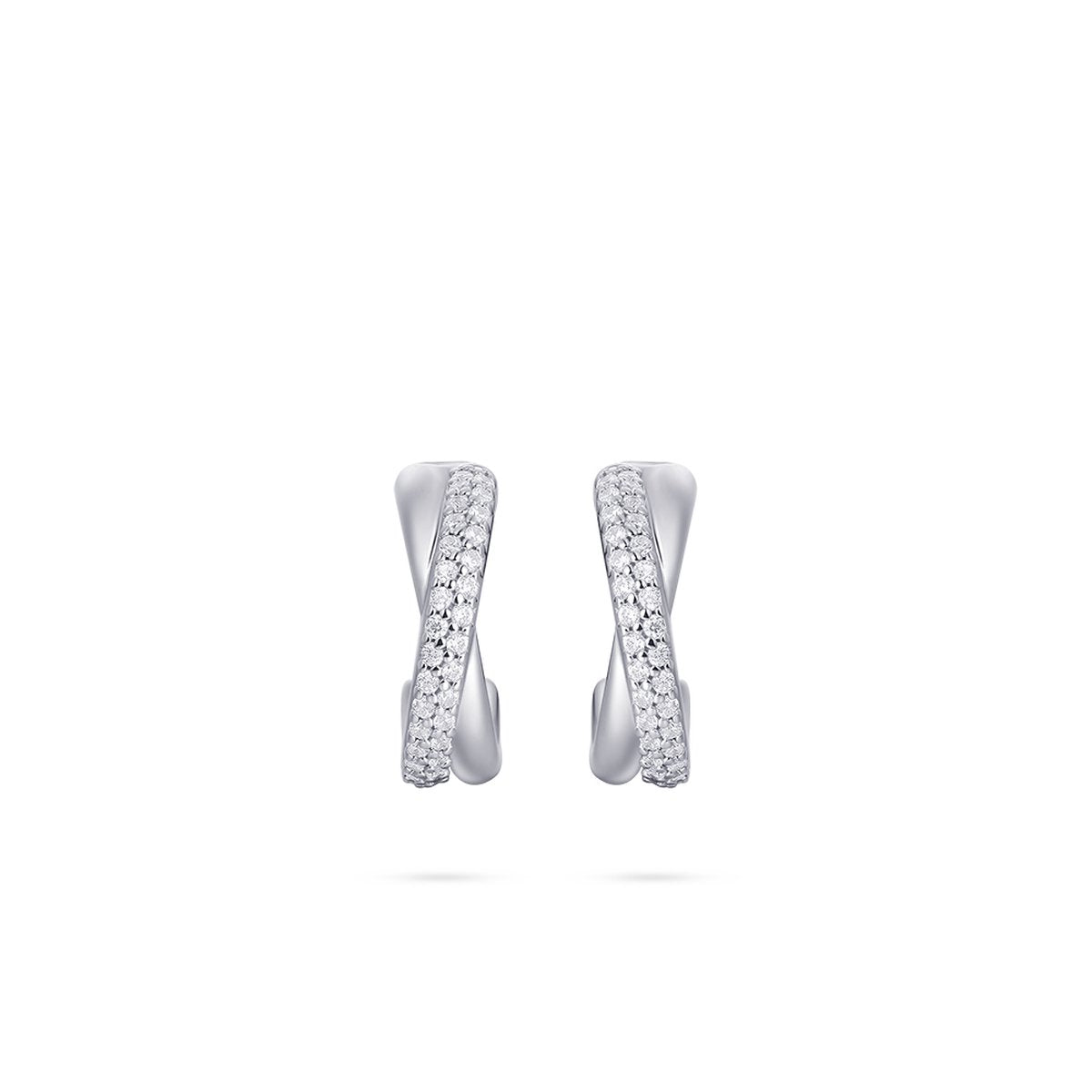 Sterling Silver Cubic Zirconia Two Strand Hoop Earrings