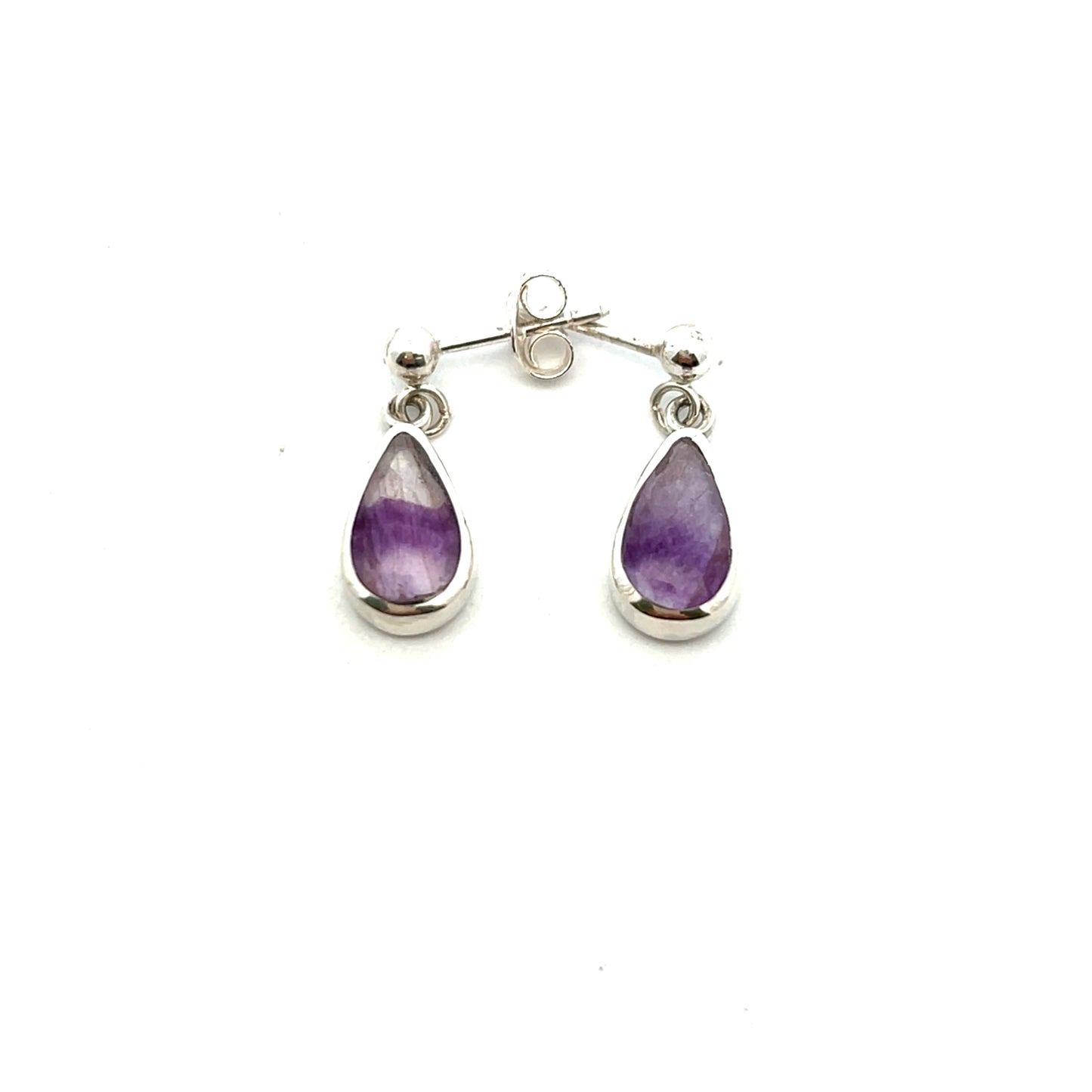 Sterling Silver Derbyshire Blue John Pear Drop Earrings