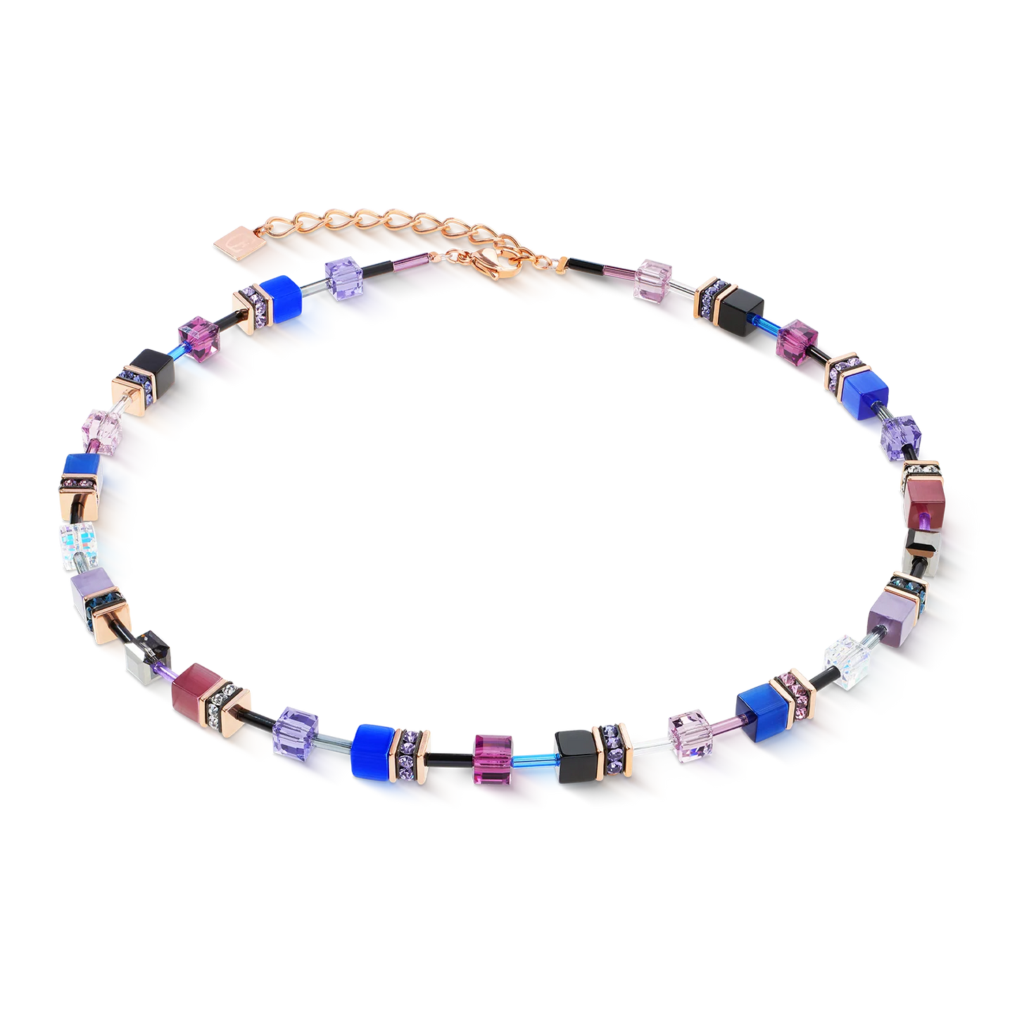 Coeur De Lion Iconic  Purple and Blue Rose Gold Plated Necklace