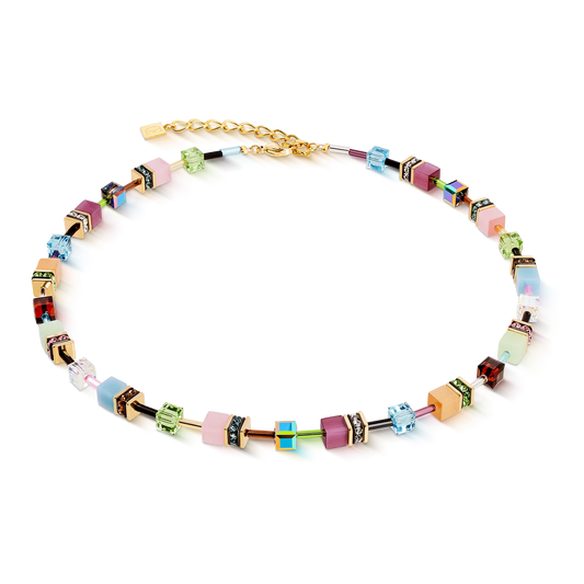 Coeur De Lion Iconic Multicolour Rainbow Yellow Gold Plated Necklace