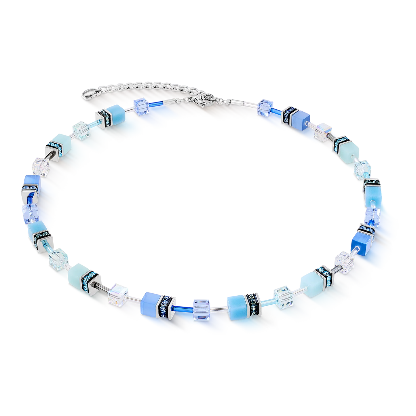 Coeur De Lion Iconic Aqua Blue Cubes Necklace