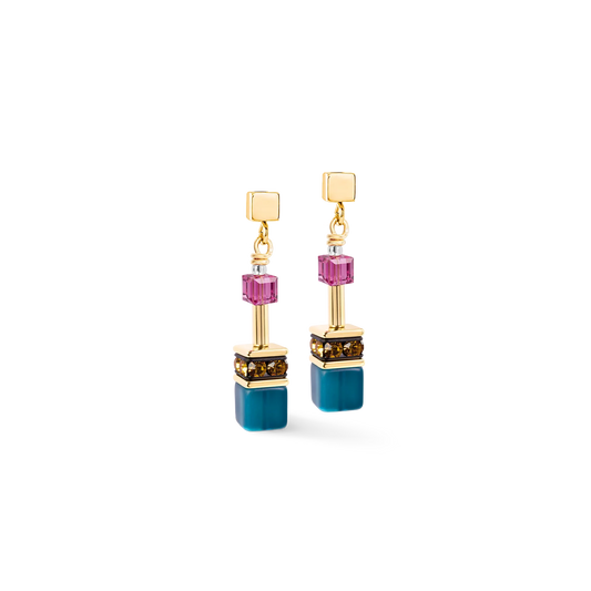 Coeur De Lion GeoCUBE® Iconic Drop Earrings Multicolour Boho Gold