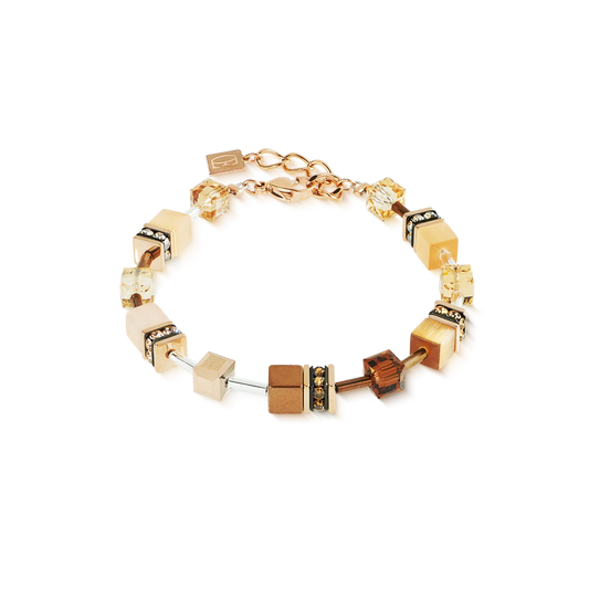 Coeur De Lion Geo Cube Iconic Mocha Mousse Rose Gold Plated Bracelet
