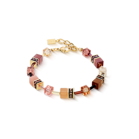 Coeur De Lion Iconic Pink Peach Brown Yellow Gold Plated Bracelet