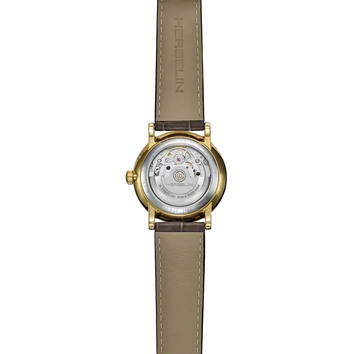 Herbelin Gents Inspiration Moonphase Yellow Gold PVD Automatic Strap Watch 2847P08GR