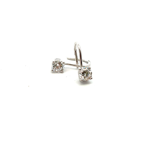 Sterling Silver Claw Set Cubic Zirconia Hook Wire Drop Earrings