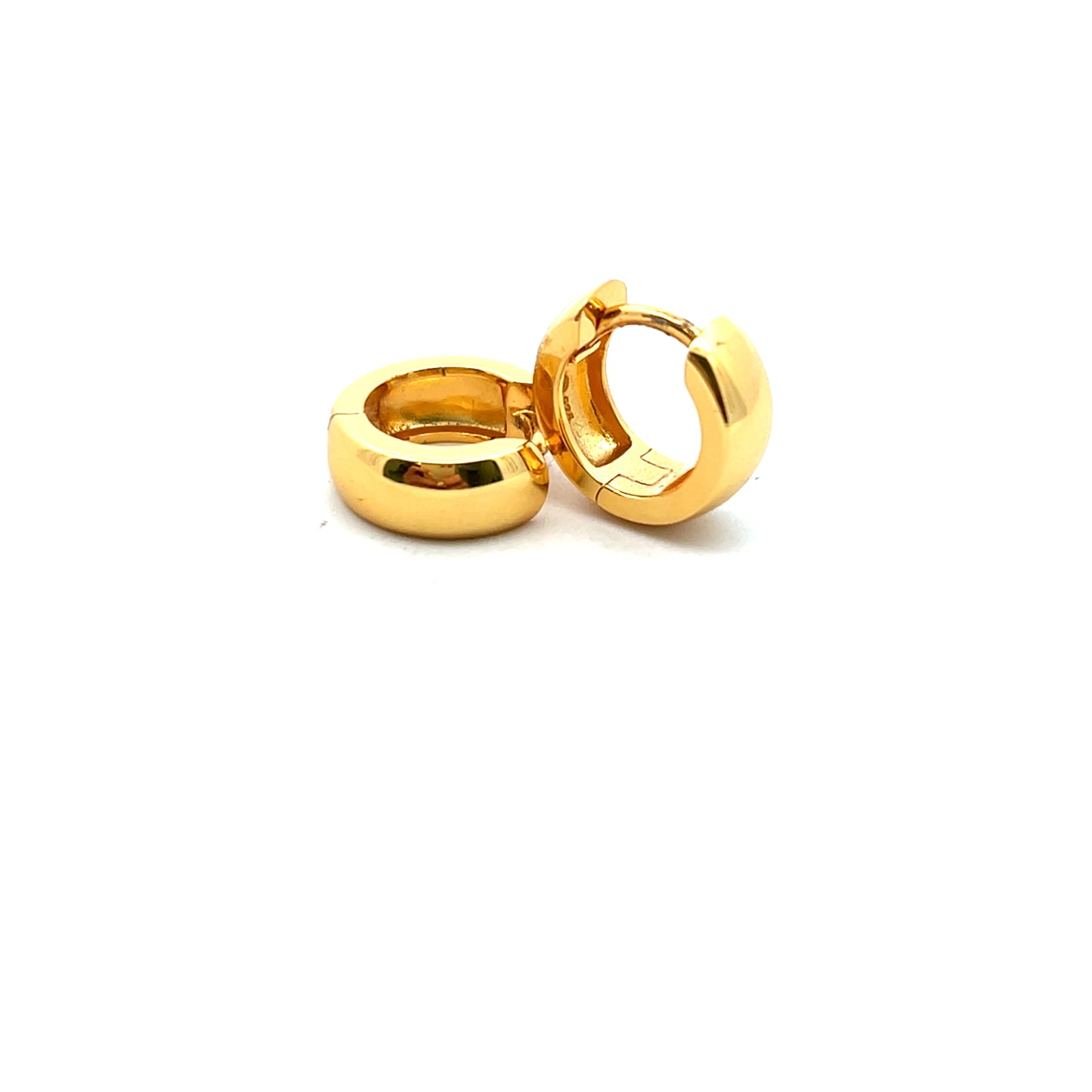 Yellow Gold Plated Sterling Silver Hinged Hoop Earrings