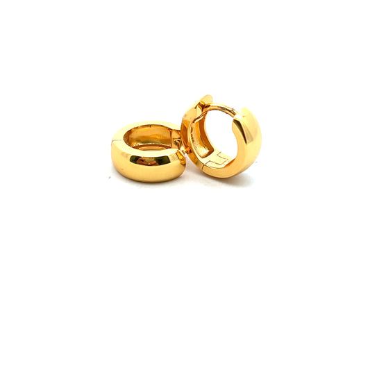 Yellow Gold Plated Sterling Silver Hinged Hoop Earrings